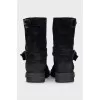 Suede boots with silver decor