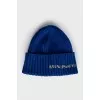 Blue hat with embroidered logo