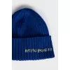 Blue hat with embroidered logo