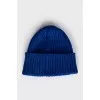 Blue hat with embroidered logo
