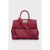 Red leather shoulder bag