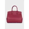 Red leather shoulder bag