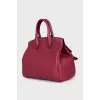 Red leather shoulder bag