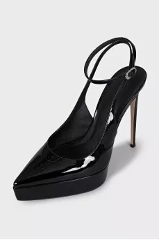 Patent leather slingbacks with heels
