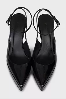 Patent leather slingbacks with heels