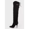 Suede boots with lacing
