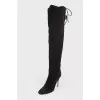 Suede boots with lacing