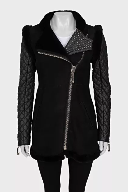 Black sheepskin coat