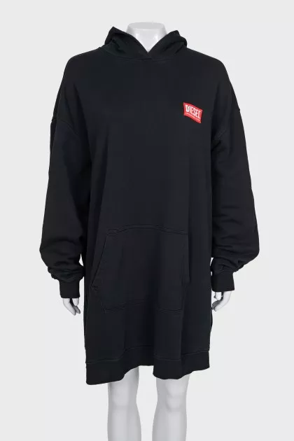 Hoodie dress with branded patch