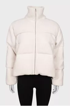 Merino wool zippered down jacket