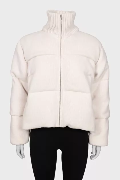 Merino wool zippered down jacket