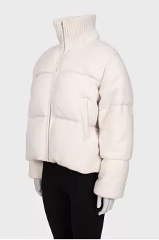 Merino wool zippered down jacket