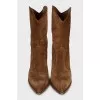 Suede pointed-toe Cossack boots