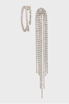 Asymmetrical earrings with crystals