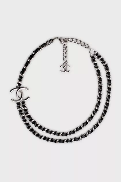 Silver necklace with brand logo