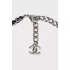 Silver necklace with brand logo