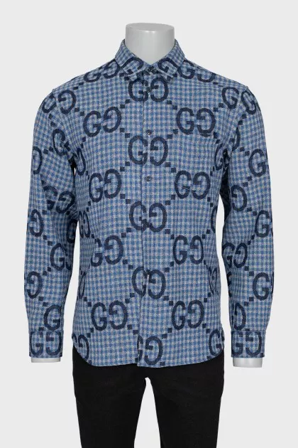Men's Plaid Shirt with Monogram