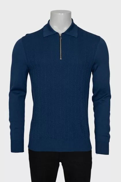Men's blue zip-up jumper
