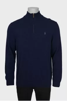 Men's wool jumper with a zip