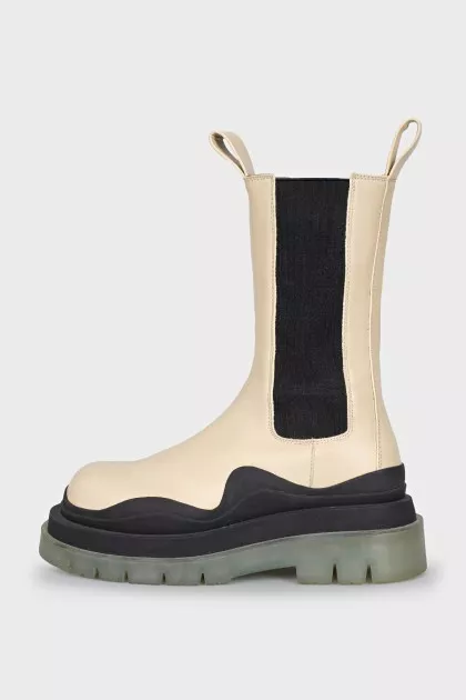 Beige boots with chunky soles