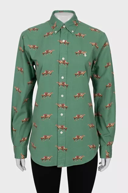 Green printed shirt