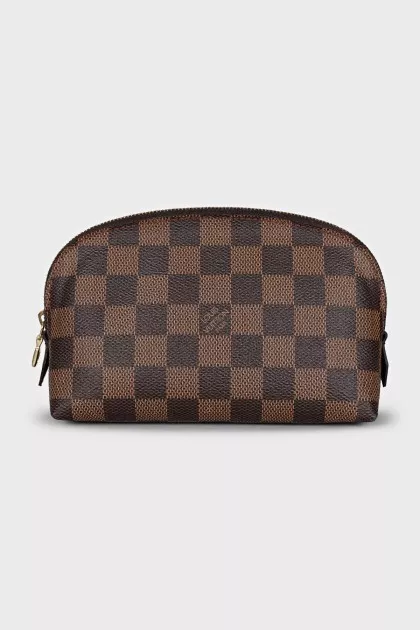 Cosmetic bag with a zipper in a signature print