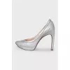 Silver embossed leather shoes