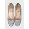 Silver embossed leather shoes