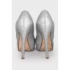 Silver embossed leather shoes