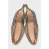 Silver embossed leather shoes