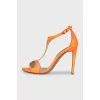 Orange patent leather sandals