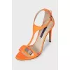 Orange patent leather sandals