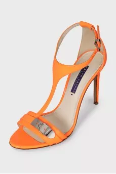 Orange patent leather sandals