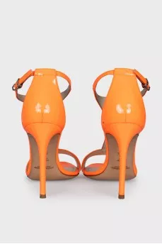 Orange patent leather sandals
