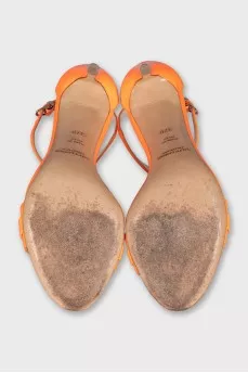 Orange patent leather sandals