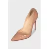 Beige patent leather stiletto heels