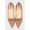 Beige patent leather stiletto heels