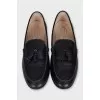Black leather loafers