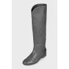 High boots made of gray leather