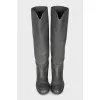 High boots made of gray leather