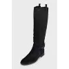 Suede boots with a silver buckle