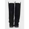 Suede boots with a silver buckle