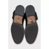 Suede boots with a silver buckle