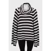 Oversized black and white striped sweater