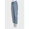 Straight jeans decorated with crystals