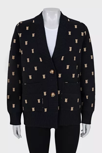Black cadigan with signature monogram