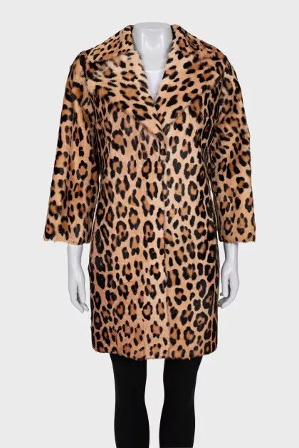 Хутряна шуба з анімалістичним принтом