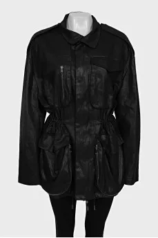 Demi-season parka with patch pockets