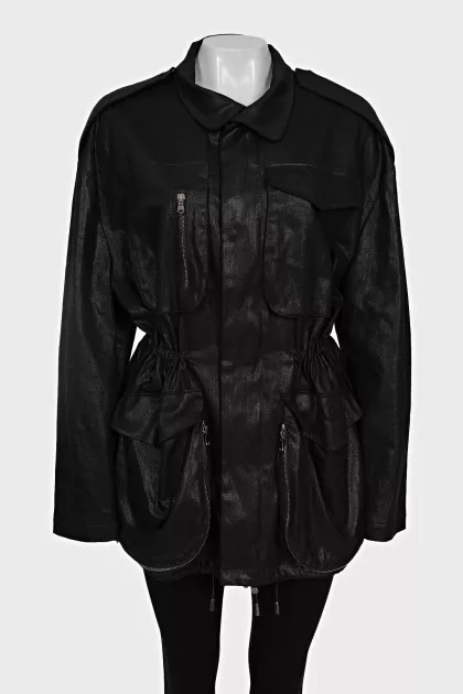 Demi-season parka with patch pockets