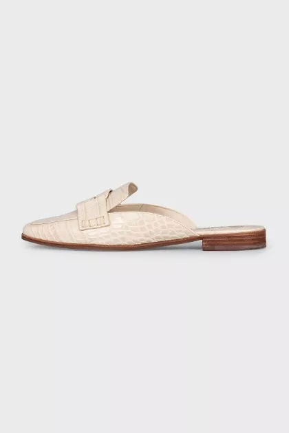 Leather flat mules